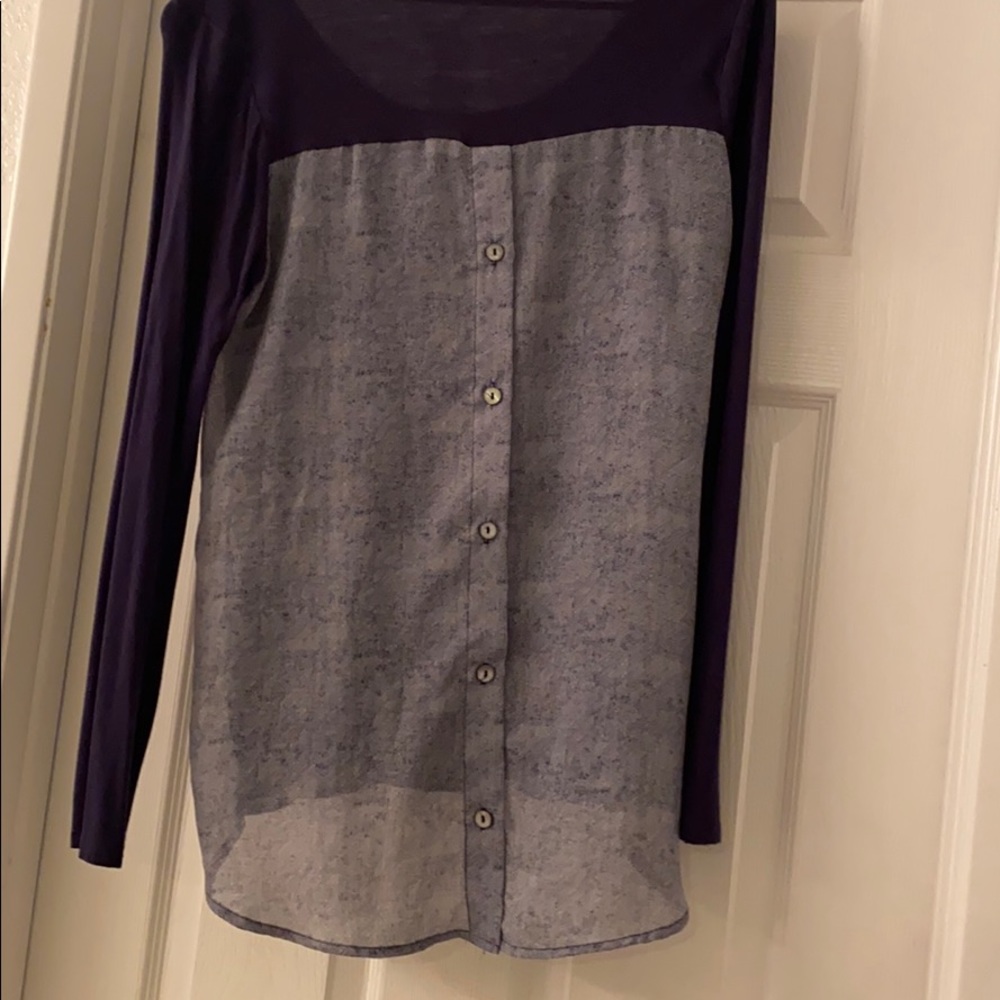 Hi low button down back long sleeve blouse - Picture 2 of 2